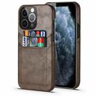 For iPhone 13 mini Calf Texture PU + PC Protective Case with Card Slots (Coffee) - 1