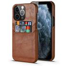 Calf Texture PU + PC Protective Case with Card Slots For iPhone 13(Brown) - 1