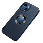 Nappa Texture Leather Back Cover Shockproof Case For iPhone 13(Indigo Blue) - 1
