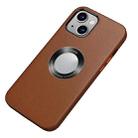 Nappa Texture Leather Back Cover Shockproof Case For iPhone 13(Brown) - 1