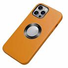 Nappa Texture Leather Back Cover Shockproof Case For iPhone 13 Pro(Orange) - 1