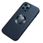 Nappa Texture Leather Back Cover Shockproof Case For iPhone 13 Pro(Indigo Blue) - 1
