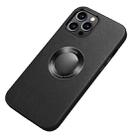 Nappa Texture Leather Back Cover Shockproof Case For iPhone 13 Pro Max(Black) - 1