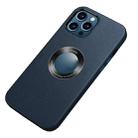 Nappa Texture Leather Back Cover Shockproof Case For iPhone 13 Pro Max(Indigo Blue) - 1