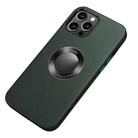 Nappa Texture Leather Back Cover Shockproof Case For iPhone 13 Pro Max(Deep Green) - 1
