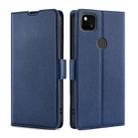 For Google Pixel 4a Ultra-thin Voltage Side Buckle PU + TPU Horizontal Flip Leather Case with Holder & Card Slot(Blue) - 1