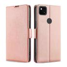 For Google Pixel 4a Ultra-thin Voltage Side Buckle PU + TPU Horizontal Flip Leather Case with Holder & Card Slot(Rose Gold) - 1