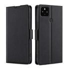 For Google Pixel 5 XL 4G & 5G / Pixel 4a 5G Ultra-thin Voltage Side Buckle PU + TPU Horizontal Flip Leather Case with Holder & Card Slot(Black) - 1