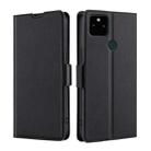 For Google Pixel 5a Ultra-thin Voltage Side Buckle PU + TPU Horizontal Flip Leather Case with Holder & Card Slot(Black) - 1