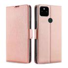 For Google Pixel 5a Ultra-thin Voltage Side Buckle PU + TPU Horizontal Flip Leather Case with Holder & Card Slot(Rose Gold) - 1