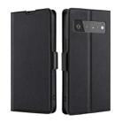 For Google Pixel 6 Pro Ultra-thin Voltage Side Buckle PU + TPU Horizontal Flip Leather Case with Holder & Card Slot(Black) - 1