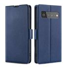 For Google Pixel 6 Pro Ultra-thin Voltage Side Buckle PU + TPU Horizontal Flip Leather Case with Holder & Card Slot(Blue) - 1