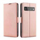 For Google Pixel 6 Pro Ultra-thin Voltage Side Buckle PU + TPU Horizontal Flip Leather Case with Holder & Card Slot(Rose Gold) - 1