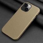Litchi Texture Top Layer Cowhide Leather Back Cover Shockproof Case For iPhone 13(Grey) - 2
