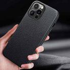 Litchi Texture Top Layer Cowhide Leather Back Cover Shockproof Case For iPhone 13(Grey) - 3