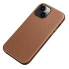 Litchi Texture Top Layer Cowhide Leather Back Cover Shockproof Case For iPhone 13(Brown) - 1