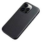 For iPhone 13 Pro Litchi Texture Top Layer Cowhide Leather Back Cover Shockproof Case (Black) - 1