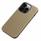 Litchi Texture Top Layer Cowhide Leather Back Cover Shockproof Case For iPhone 13 Pro(Grey) - 1