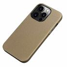 Litchi Texture Top Layer Cowhide Leather Back Cover Shockproof Case For iPhone 13 Pro Max(Grey) - 1