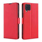 For Samsung Galaxy M32 International Version Ultra-thin Voltage Side Buckle PU + TPU Horizontal Flip Leather Case with Holder & Card Slot(Red) - 1