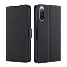 For Sony Xperia 10 III Ultra-thin Voltage Side Buckle PU + TPU Horizontal Flip Leather Case with Holder & Card Slot(Black) - 1
