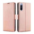For Sony Xperia 10 III Ultra-thin Voltage Side Buckle PU + TPU Horizontal Flip Leather Case with Holder & Card Slot(Rose Gold) - 1