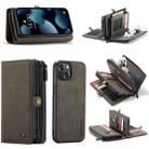 For iPhone 13 CaseMe-018 Detachable Multifunctional Horizontal Flip Leather Case with Card Slot & Holder & Zipper Wallet & Photo Frame(Brown) - 1