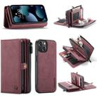 For iPhone 13 CaseMe-018 Detachable Multifunctional Horizontal Flip Leather Case with Card Slot & Holder & Zipper Wallet & Photo Frame(Red) - 1