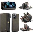 For iPhone 13 Pro CaseMe-018 Detachable Multifunctional Horizontal Flip Leather Case with Card Slot & Holder & Zipper Wallet & Photo Frame (Brown) - 1