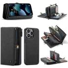 For iPhone 13 Pro CaseMe-018 Detachable Multifunctional Horizontal Flip Leather Case with Card Slot & Holder & Zipper Wallet & Photo Frame (Black) - 1