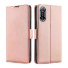 For Xiaomi Redmi K40 Gaming Ultra-thin Voltage Side Buckle PU + TPU Horizontal Flip Leather Case with Holder & Card Slot(Rose Gold) - 1