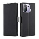 For Xiaomi Mi 11 Pro Ultra-thin Voltage Side Buckle PU + TPU Horizontal Flip Leather Case with Holder & Card Slot(Black) - 1