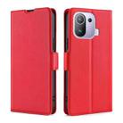 For Xiaomi Mi 11 Pro Ultra-thin Voltage Side Buckle PU + TPU Horizontal Flip Leather Case with Holder & Card Slot(Red) - 1