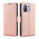 For Xiaomi Mi 11 Pro Ultra-thin Voltage Side Buckle PU + TPU Horizontal Flip Leather Case with Holder & Card Slot(Rose Gold) - 1