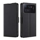 For Xiaomi Mi 11 Ultra Ultra-thin Voltage Side Buckle PU + TPU Horizontal Flip Leather Case with Holder & Card Slot(Black) - 1