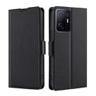 For Xiaomi 11T Ultra-thin Voltage Side Buckle PU + TPU Horizontal Flip Leather Case with Holder & Card Slot(Black) - 1