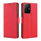 For Xiaomi 11T Ultra-thin Voltage Side Buckle PU + TPU Horizontal Flip Leather Case with Holder & Card Slot(Red) - 1