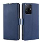 For Xiaomi 11T Ultra-thin Voltage Side Buckle PU + TPU Horizontal Flip Leather Case with Holder & Card Slot(Blue) - 1