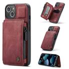 For iPhone 13 CaseMe C20 Multifunctional PC + TPU Protective Case with Holder & Card Slot & Wallet(Red) - 1