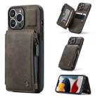 For iPhone 13 Pro CaseMe C20 Multifunctional PC + TPU Protective Case with Holder & Card Slot & Wallet (Coffee) - 1