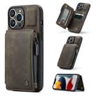 For iPhone 13 Pro Max CaseMe C20 Multifunctional PC + TPU Protective Case with Holder & Card Slot & Wallet (Coffee) - 1