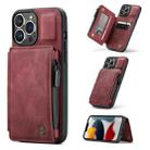 For iPhone 13 Pro Max CaseMe C20 Multifunctional PC + TPU Protective Case with Holder & Card Slot & Wallet (Red) - 1