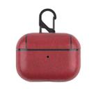 For Apple AirPods Pro Wireless Earphone Protective Leather Case with Hook(Red) - 1