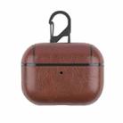 For Apple AirPods Pro Wireless Earphone Protective Leather Case with Hook(Dark Brown) - 1