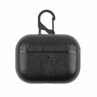For Apple AirPods Pro Wireless Earphone Protective Leather Case with Hook(Black) - 1