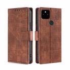For Google Pixel 5A Skin Feel Crocodile Texture Magnetic Clasp Horizontal Flip PU Leather Case with Holder & Card Slots & Wallet(Brown) - 1