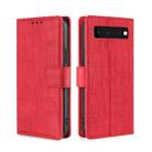 For Google Pixel 6 Skin Feel Crocodile Texture Magnetic Clasp Horizontal Flip PU Leather Case with Holder & Card Slots & Wallet(Red) - 1