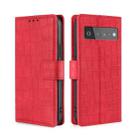 For Google Pixel 6 Pro Skin Feel Crocodile Texture Magnetic Clasp Horizontal Flip PU Leather Case with Holder & Card Slots & Wallet(Red) - 1