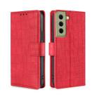 For Samsung Galaxy S21 FE 5G Skin Feel Crocodile Texture Magnetic Clasp Horizontal Flip PU Leather Case with Holder & Card Slots & Wallet(Red) - 1