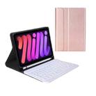 A06B Ultra-thin Detachable Bluetooth Keyboard Leather Tablet Case with Pen Slot & Holder for iPad mini 6(Rose Gold) - 2